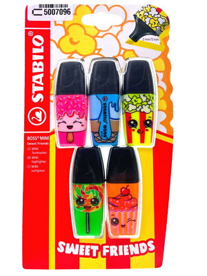 STABILO BOSS MINI Sweet Friends MINI Textmarker 5er  pink blau gelb #5007096