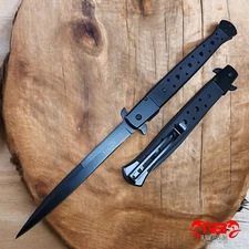 12.5" GIANT SPRING ASSISTED TACTICAL FOLDING POCKET KNIFE Blade Black Handle