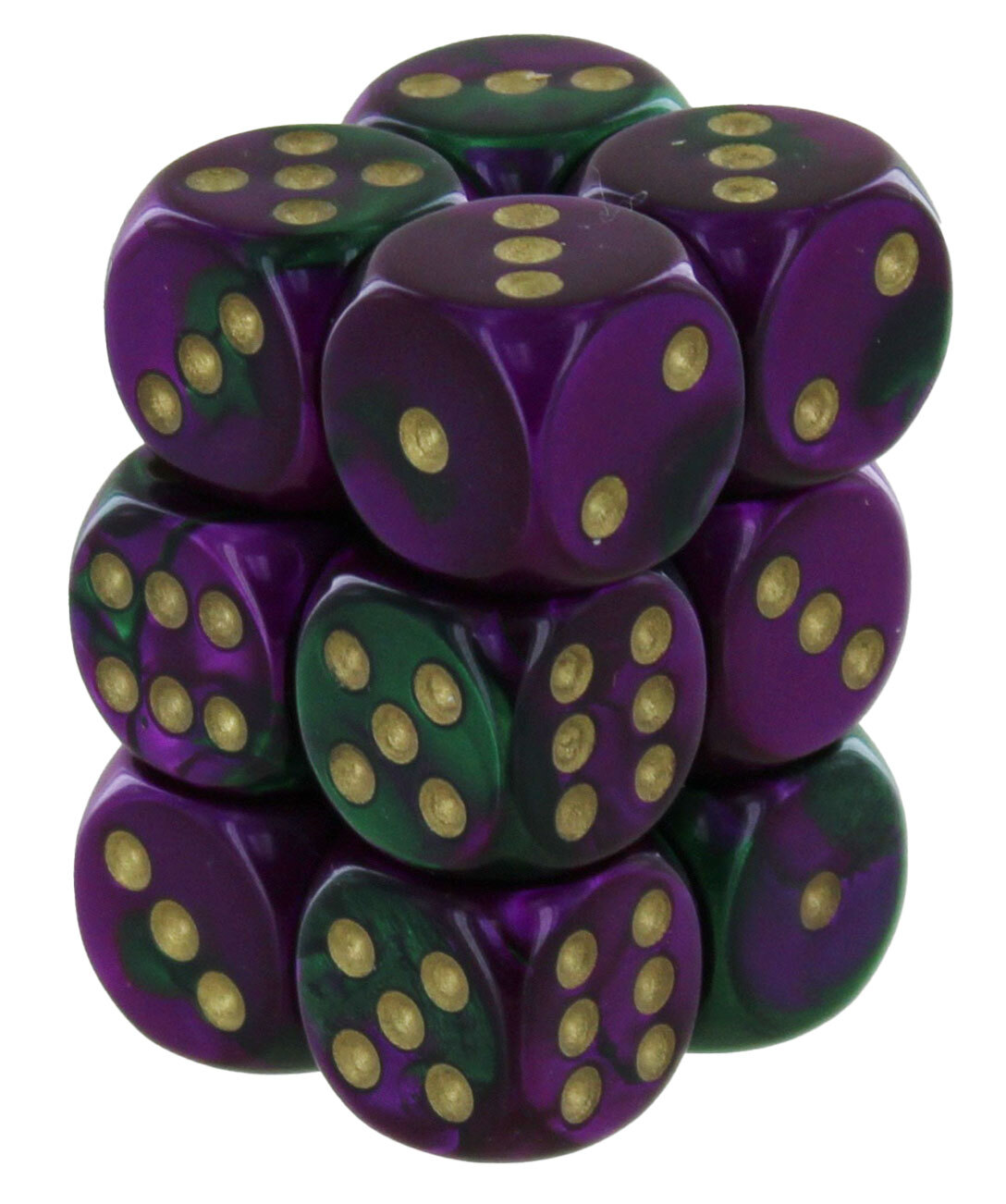 Chessex Gemini Зелено-фиолетовыйБелый кубик для игры в кости диаметром 16 мм 12 2290₽