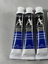 Grumbacher Academy Ultramarine Blue Watercolor Paint Lot of 3 Metal Tubes .25 oz