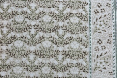 WILLIAM MORRIS CURTAIN FABRIC ''Bellflowers'' 1.4 METRES FENNEL/GREY 100% LINEN