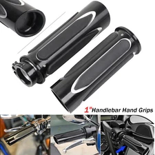 New Black 1'' CNC Handlebar Hand Grips For Harley Sportster XL 883 1200 Softail