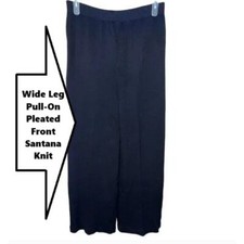 Vintage St. John Pants 12 Wide Leg Pleated Santana Knit Wool Blend Quiet Luxury
