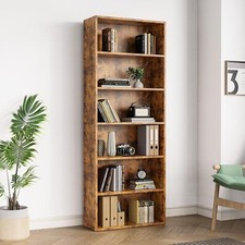 HOMEFLA Industrial 5/6 Shelf Bookcase Tall Floor Standing Open Bookshelf Store