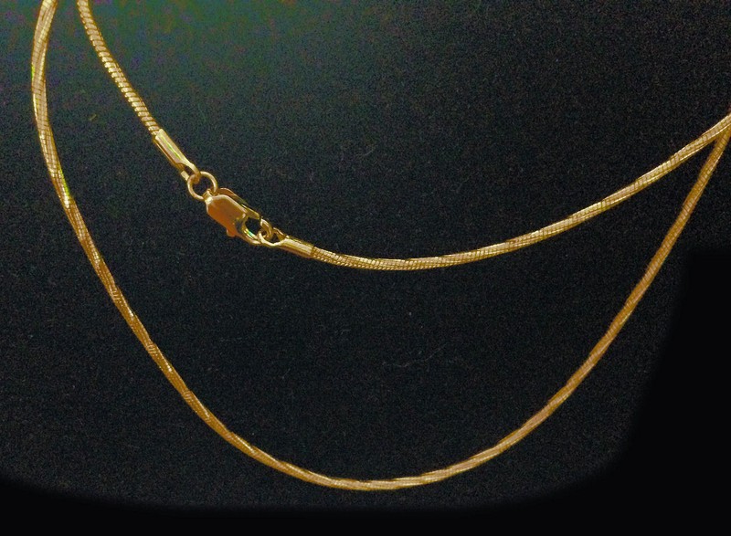 Snake Chain Necklace 18" 1.5mm 24k Gold Plated Ideal For Small Charm Pendant - Product main view
