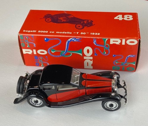Vintage RIO 1:43 AUTO BUGATTI 5000CC MODEL T50 Made in Italy - Picture 8 of 9
