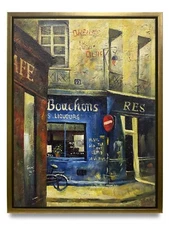 Hungryartist -Original Painting of Street Corner View on Canvas 12x16Framed