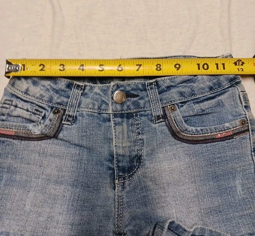 Girls Blue Jean Shorts Size 7/8 Mossimo Co Stretch Denim Distressed Light - Picture 7 of 10