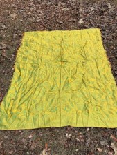 Yellow and Green Floral Fringed Piano Shawl Satin Throw Decorative Shawl READ