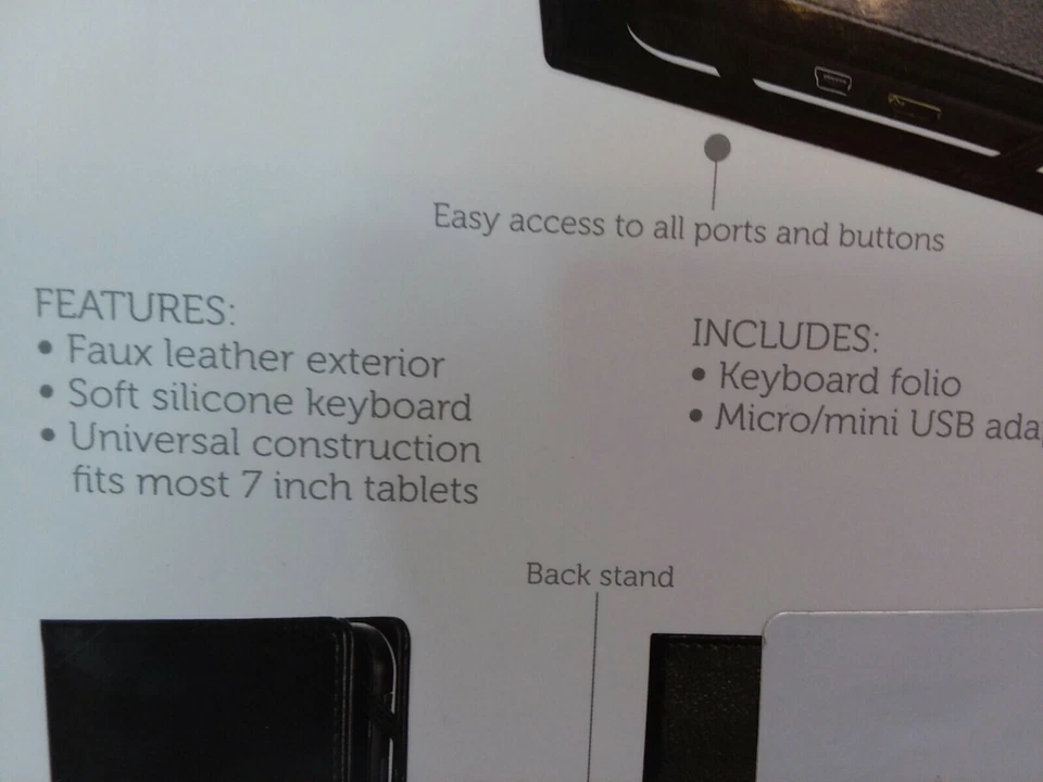 Polaroid 7" Universal Keyboard Folio Stand w/Micro USB connectivity Black NIB - Image 4 of 4