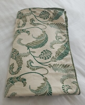 Barclay Butera Malina Forest King Duvet Cover Green Leaf Pattern Tan Pinstripe 