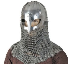 Chainmail Aventail 16G Steel SCA LARP Battle Ready Viking Spectacle Helmet With