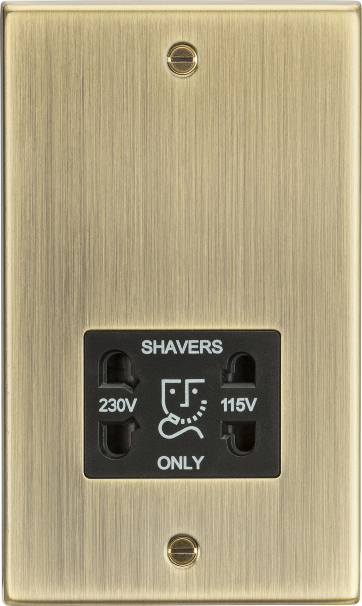 Knightsbridge 115-230V Dual Voltage Shaver Socket with Black Insert Square Edge
