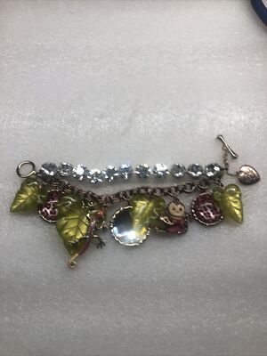 Betsey Johnson Jungle Book Lucite Leaves Lizard Monkey Bracelet Nwot Rare 