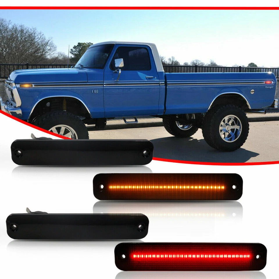 4x luzes indicadoras laterais dianteiras e traseiras de LED fumê para 73-79 Ford F100 F150 F250 F350 - Imagem 2 de 4