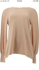 IMAN Global Chic Lantern-Slv Pullover Sweater HAZELNUT M 768-620 Taupe