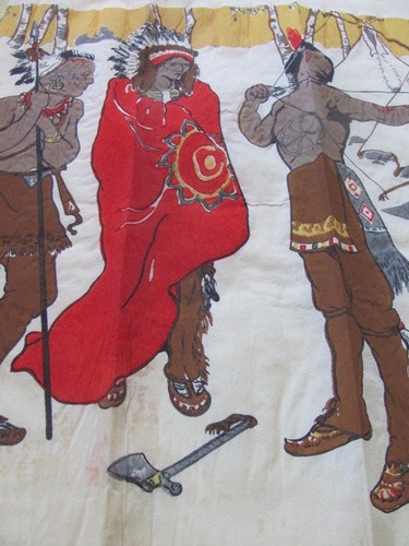 Vintage Dennison's decorated crepe paper Native Americans bright colors 9 feet - Picture 2 of 11