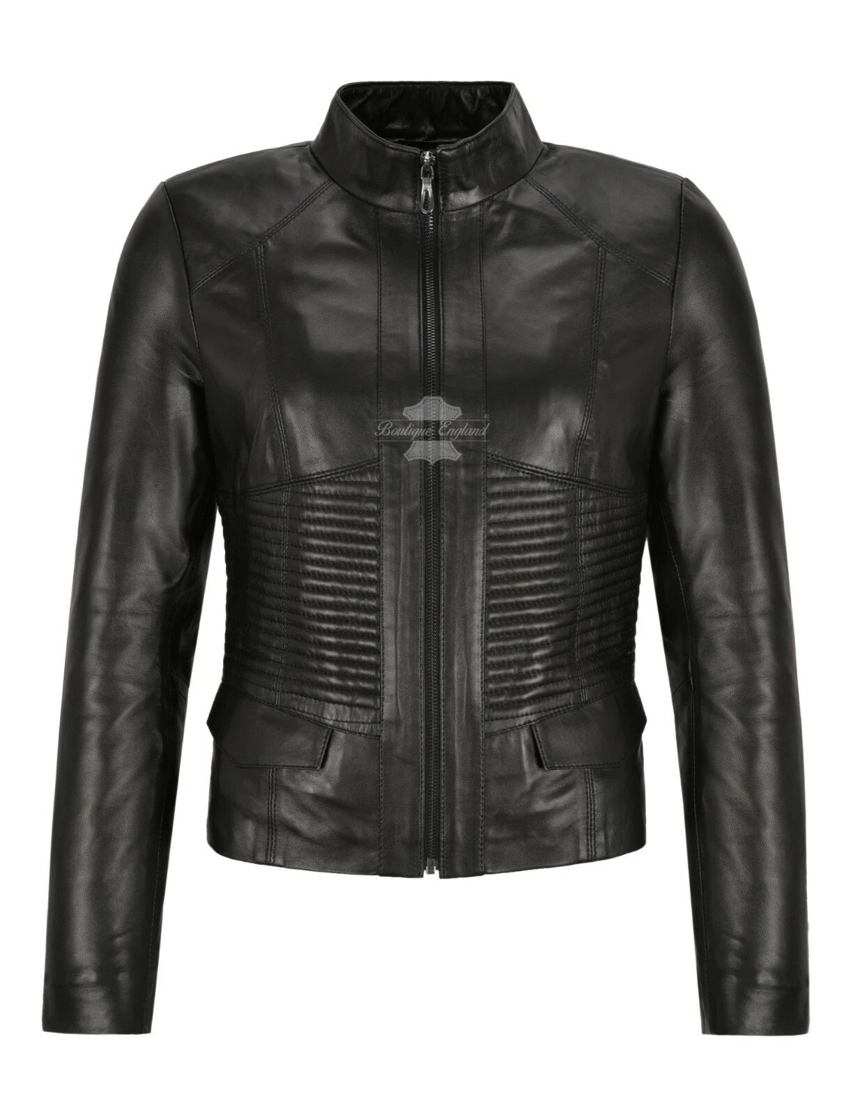 SUPREME Veste Femme Noir Décontracté Cool Flight Coat Veste Cuir Véritable 3913