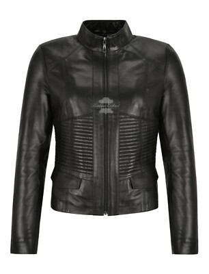 SUPREME Women Jacket Black Casual Cool Flight Coat Genuine Leather Jacket  3913