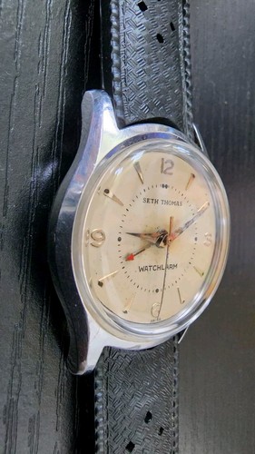 1950s Seth Thomas Alarm Wrist Watch Rare AS 1475 17J Working NOS Crystal Band - Imagen 3 de 8
