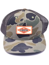 COSTA Del Mar Army Camo Trucker Hat Mesh Snapback Brown Hunting Fishing Cap