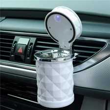 Portable Ashtray with Blue LED Light Smokeless Smoking Stand Cylinder Cup Hol