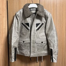 Mens Vintage Style Winter Coat Cowhide Leather Retro Military Flyer Jacket