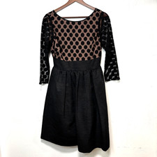 Eliza J. Dress Polka Dot Black Long Sleeve Midi Poofy Evening Mid-Length Womens