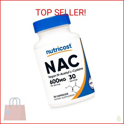 Nutricost N-Acetyl L-Cysteine (NAC) 600mg, 30 Vegan Capsules - GMO Free, Gluten 