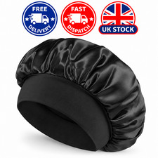 Women Hair Bonnet Satin Sleep Cap Night Hat Soft Elastic Band Long Curly Hair UK