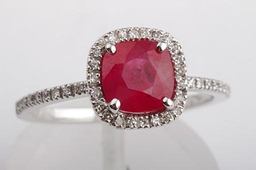 Ring ruby 1.35ct solitaire brilliant diamonds 0.2… - image 2