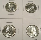 LOT OF 4 BU WASHINGTON QUARTERS 1964 1964 1964-D 1964-D 0.7233 oz SILVER 25c