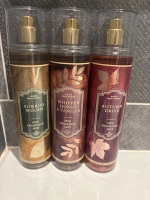 Bath & Body Works Whipped honey & vanilla, Sunrise Woods, Autumn Drive body Mist