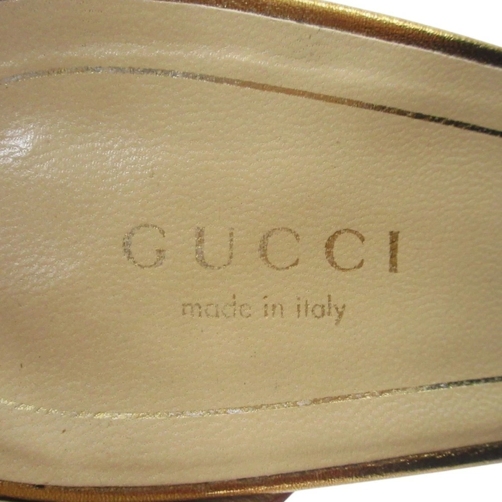 GUCCI Suede Leather Wedge Sole Ankle Strap Sandals 38 24cm Equivalent Brown GLad thumbnail 10