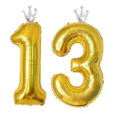 YFHVJTKO 40 Inch Number 13 Gold Crown Balloon Set,13th Celebration Decoration...
