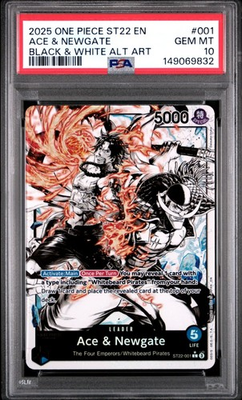 #ad 2025 ONE PIECE ST22 001 STARTER DECK ACE amp; NEWGATE Bamp;W PARALLEL ALT ART PSA 10 $149.95