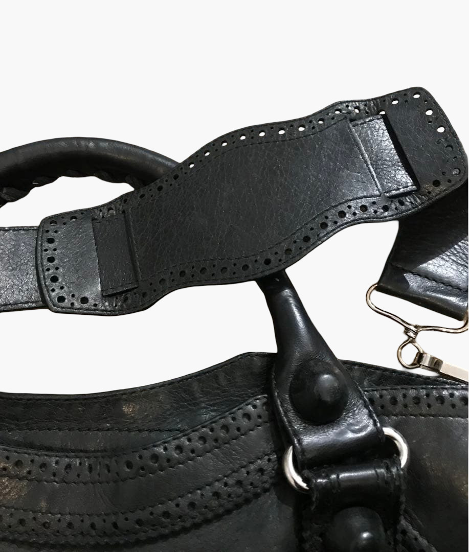 Auth Balenciaga Giant City Black Leather 2Way Shoulder Handbag 204529 Y2K thumbnail 3