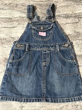 Vintage Girl's OSHKOSH B'GOSH Skirtall Overall Dress Denim Blue 4T
