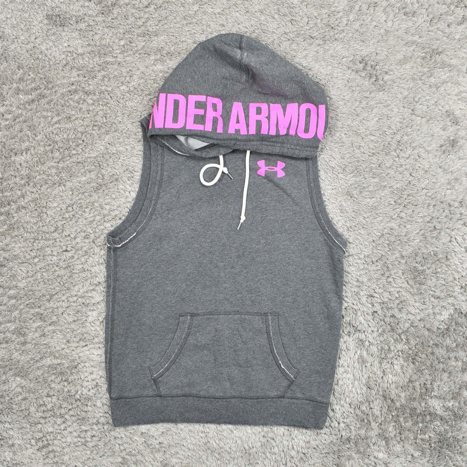 Under Armour Women's Size M Pullover Hoodie Tank Gray Sleevless Cotton thumbnail 2