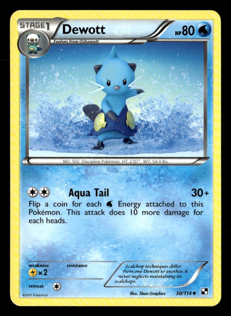 Dewott (30) Uncommon Normal Black and White 30/114 NM Pokémon TCG