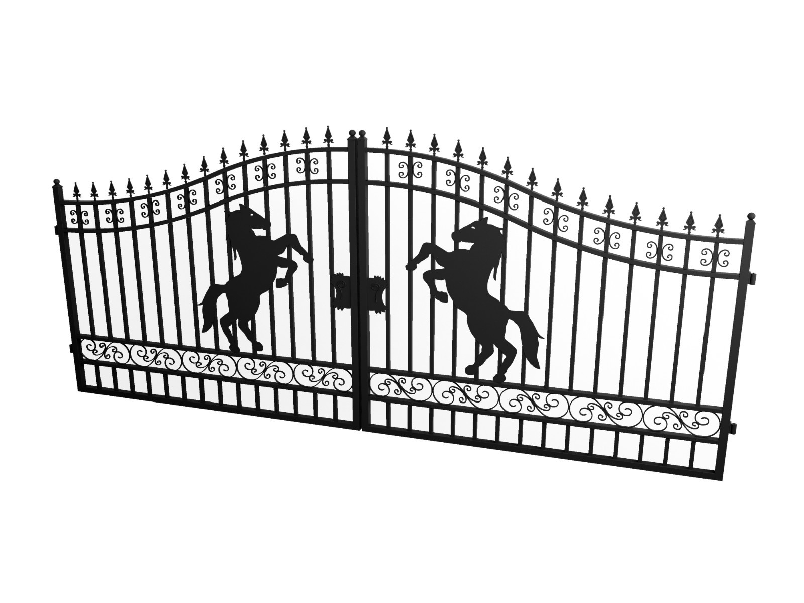 Chery 14FT Dual Swing Iron Gate for Driveway Anti-Rust Outdoor Gate Horse Style