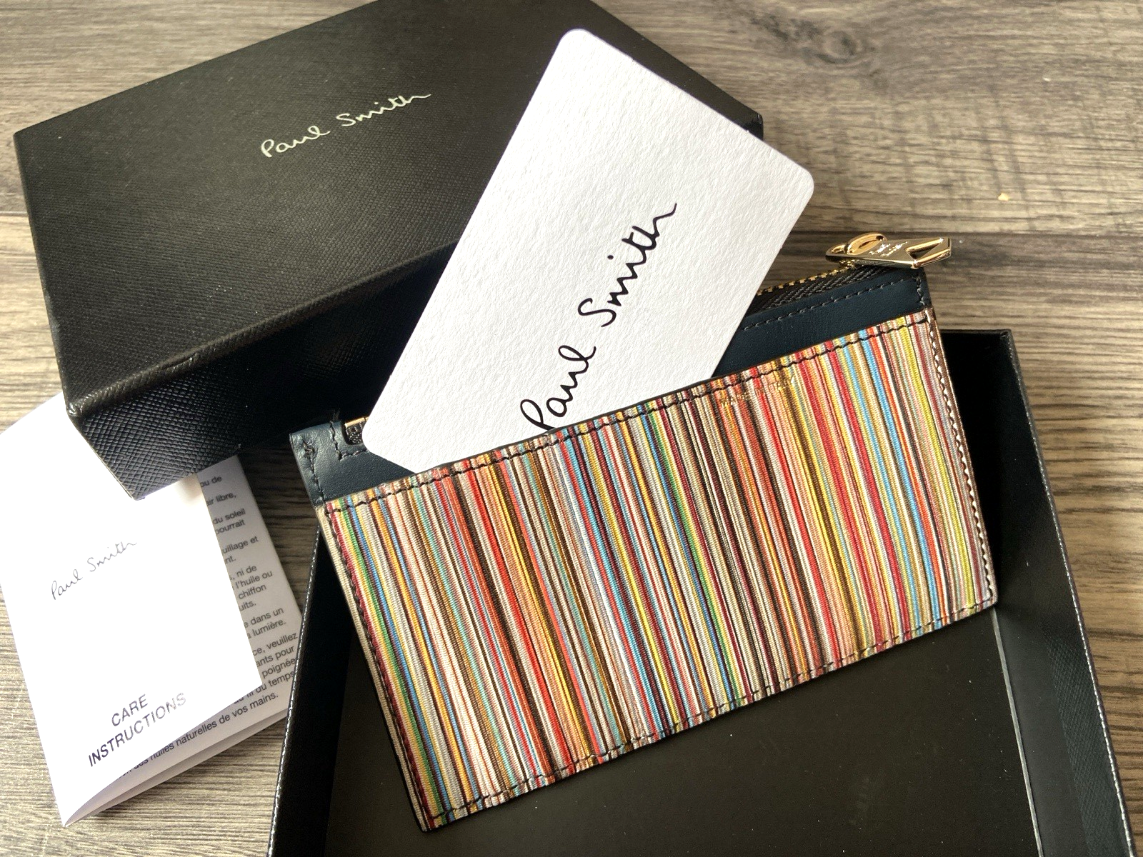 PAUL SMITH LEATHER SIGNATURE STRIPE ZIP POUCH & CARDHOLDER RETAIL £190 BNIB