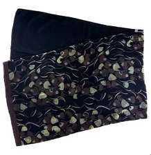 GEORGINA Von ETZDORF Stole Scarf Silk Velvet 2-Sided Ginkgo Print Solid Black