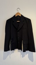 Rare Comme des Garçons CDG vintage black wool cutting distressed blazer suit