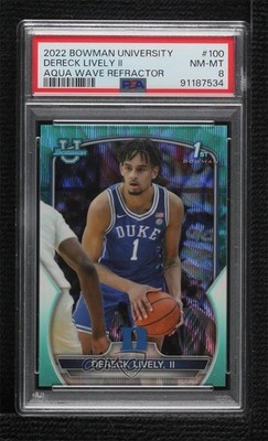 2022 Bowman U Chrome Aqua Wave Refractor 38/299 Dereck Lively II #100 PSA 8 kf4
