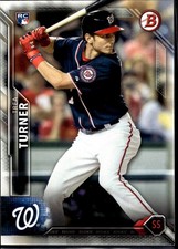 2016 Bowman #130 Trea Turner Rookie Card RC Logo Base Set. rookie card picture