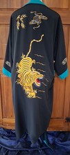 Vintage Asian Reversible Kimono Dressing Robe Smoking Lounge Jacket Tiger Dragon