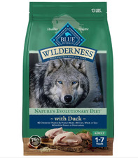Blue Buffalo Wilderness Natural High-Protein Dry Food for Adult Dogs, Duck,13-lb