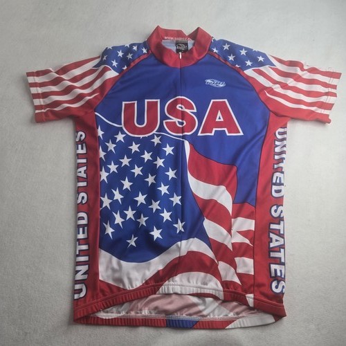 Suarez USA American Flag Cycling Jersey Top Adult Dancewear Red White Blue M