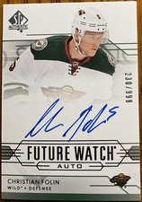 2014-15 SP Authentic Rookie Autograph Christian Folin #276 #’d 230/999
